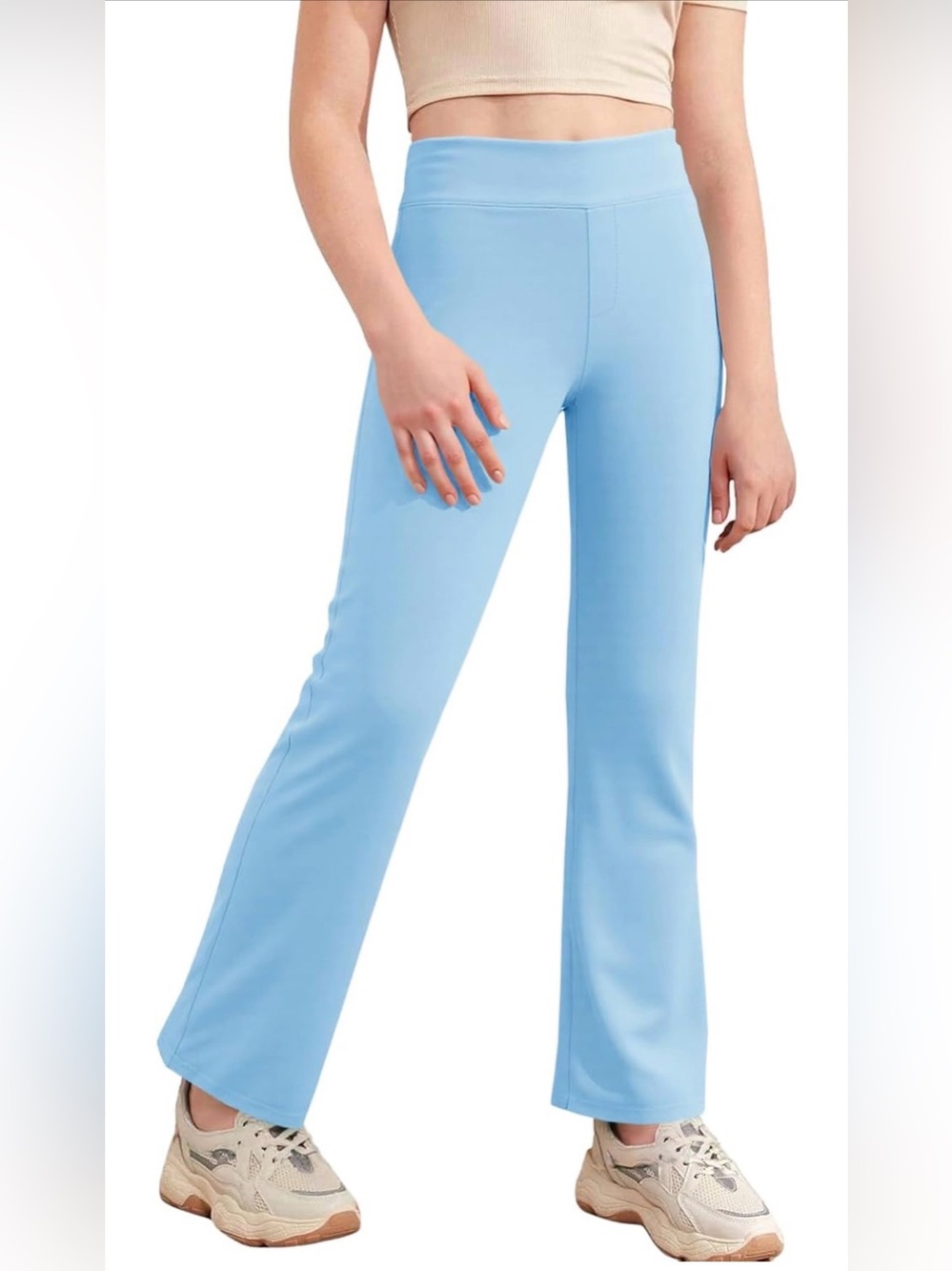0109: Sky Blue Girls High-Waist Flare Dance Yoga Pants